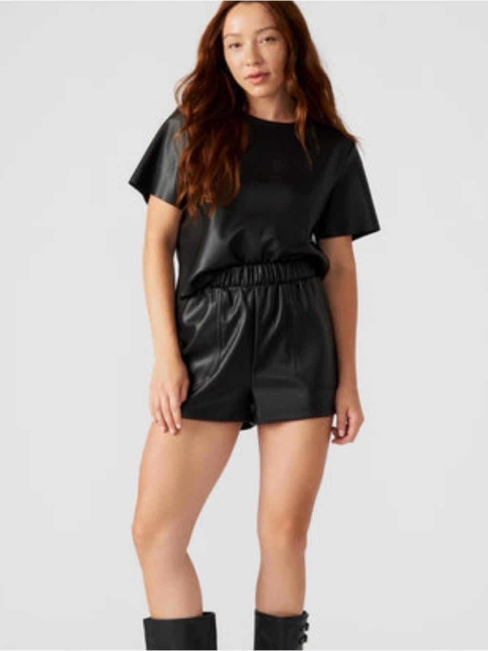 Steve Madden Black “Faux The Record”  Faux Leather Shorts - M